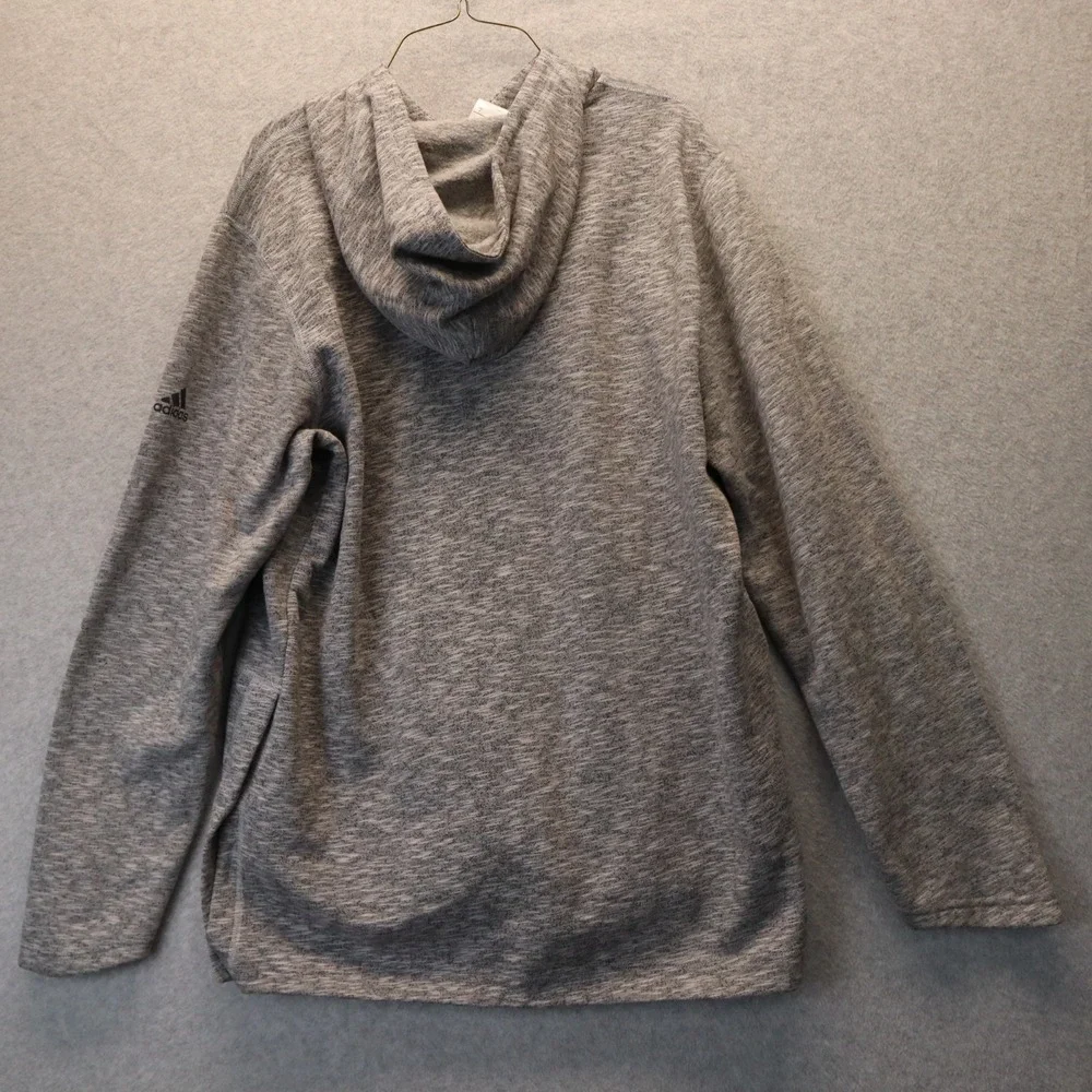 Adidas Hoodie Mens Large Activewear Pullover Knit Sweat Heather Gray Long Sleeve